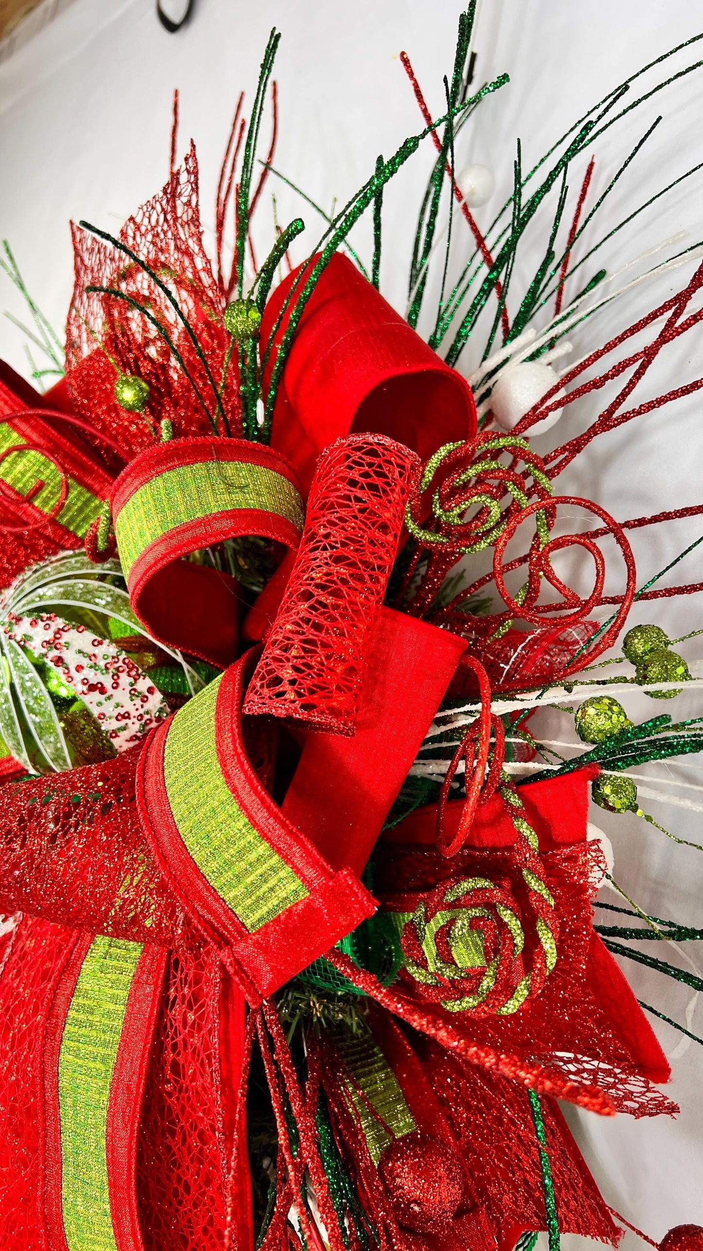 Handmade Christmas Swag: Red & Green Holiday Door Decor