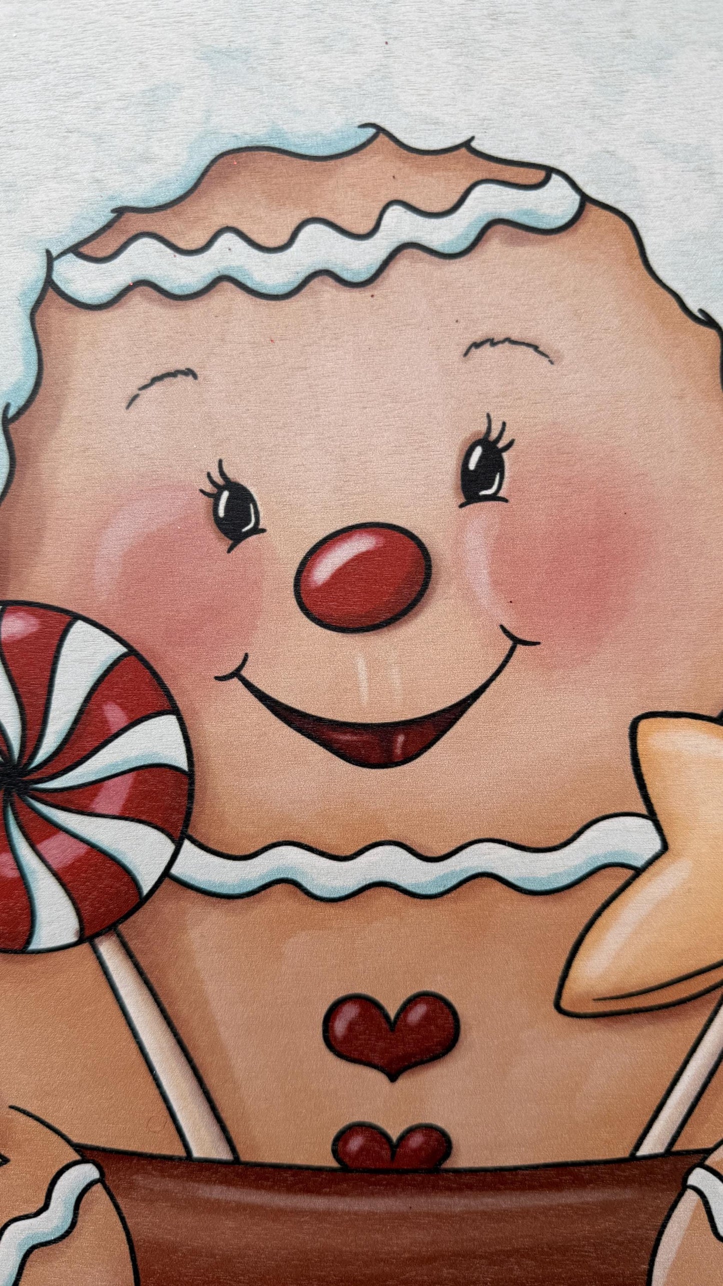 Handmade Gingerbread door hanger, Christmas Candy decor with bow, Holiday Kitchen Wall Art, Festive Gingerbread decoration for front door