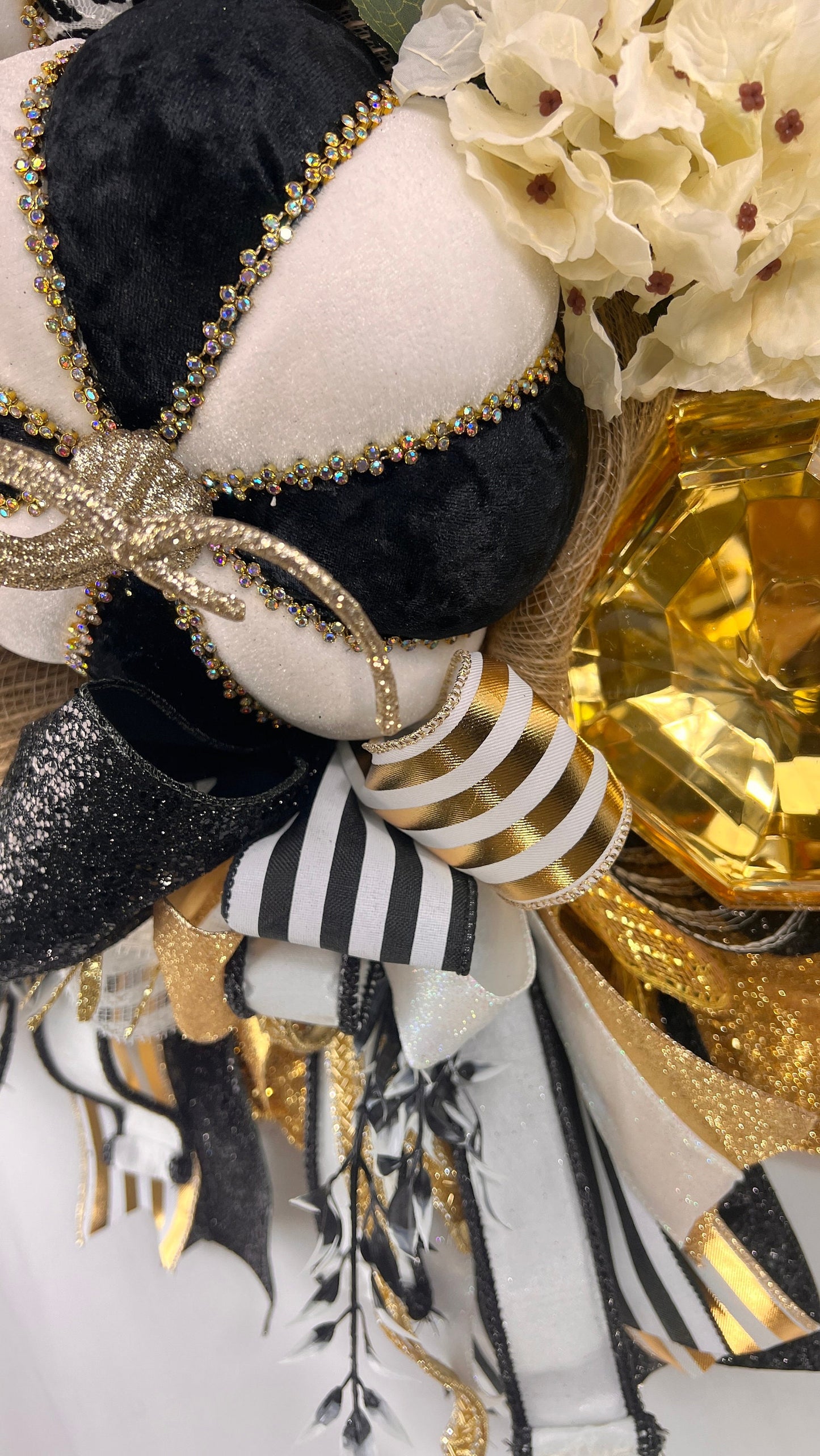 Luxury Fall Wreath: Black, Gold, & Velvet Jeweled Pumpkins
