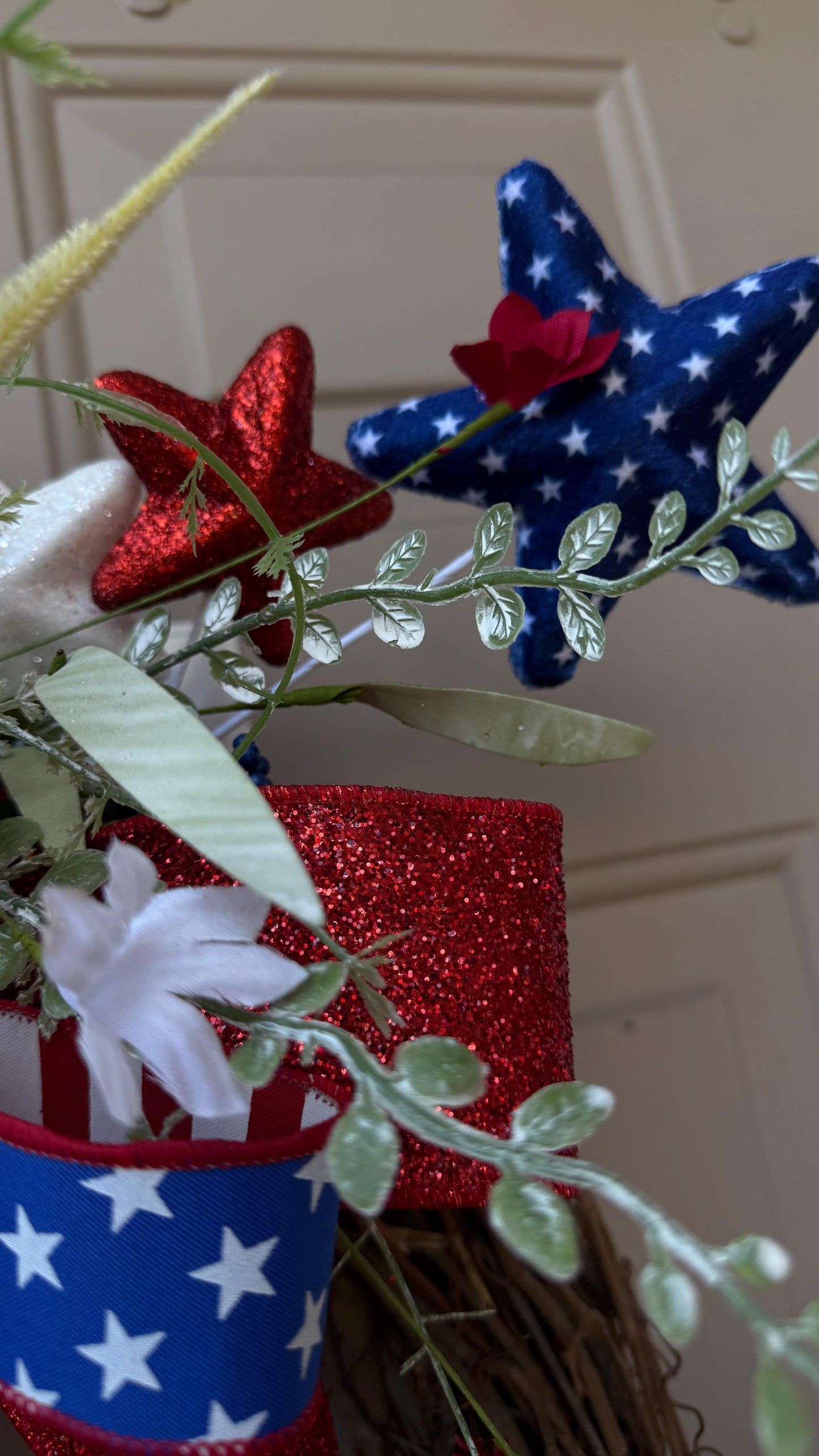 Patriotic Rooster Wreath: Americana Grapevine, 4th of July Decor