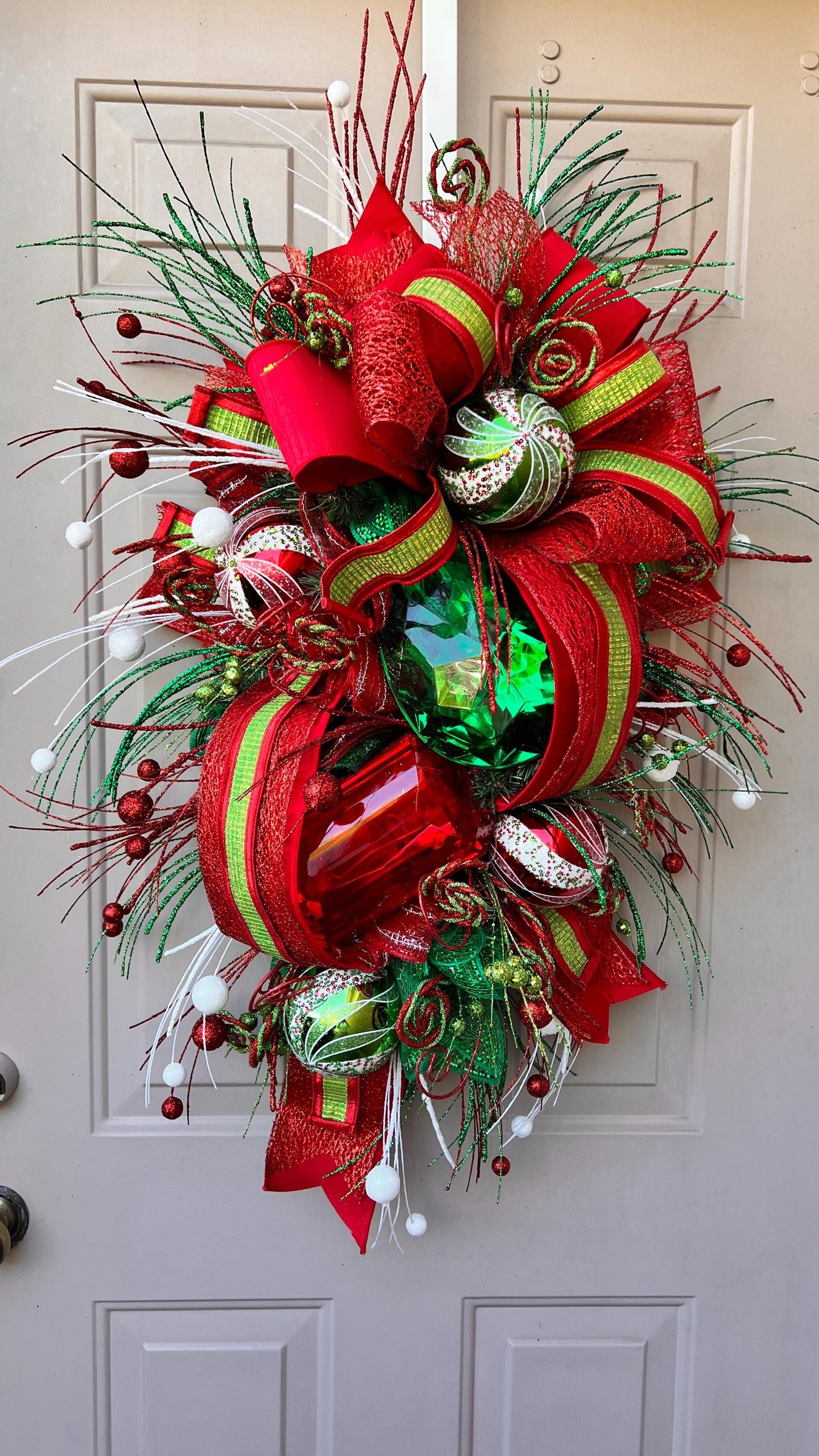 Handmade Christmas Swag: Red & Green Holiday Door Decor