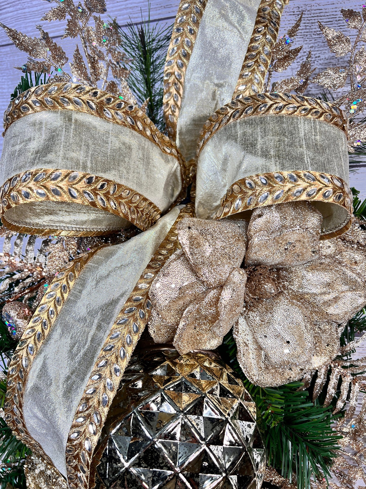 Luxury Gold Christmas Swag: Holiday Door Decor, Metallic Ornaments