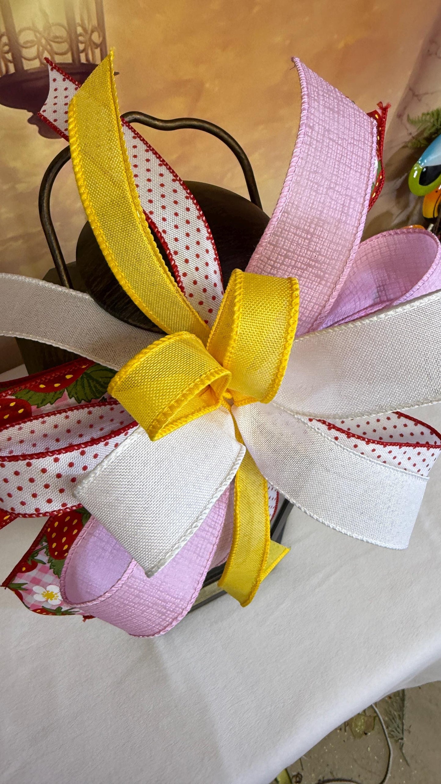 Strawberry Summer Bow: Red Gingham Party Decor (12 Inch)