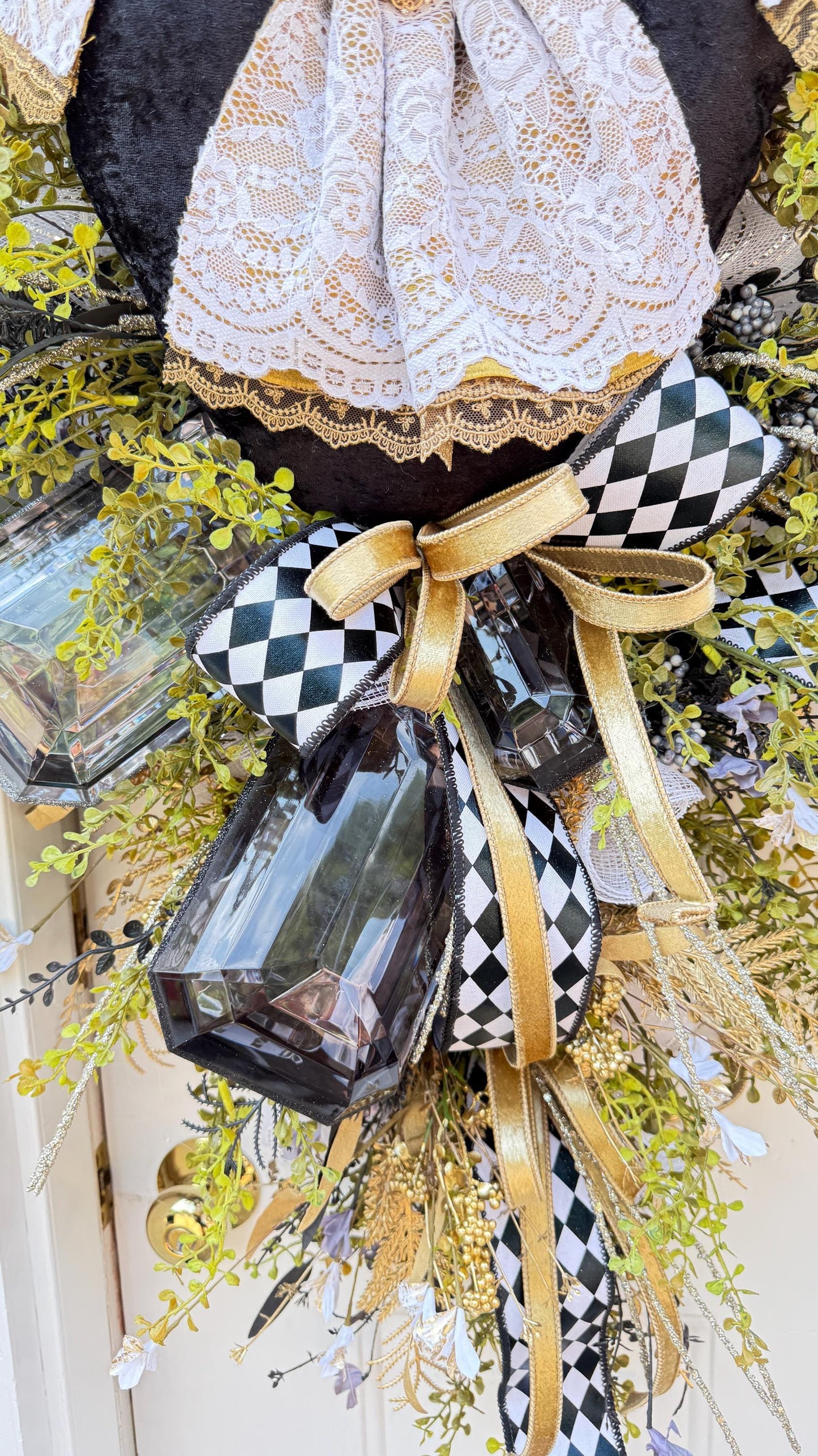 Skeleton Bride And Groom Halloween Swags: Gothic Double Door Decor Black and White Decoration