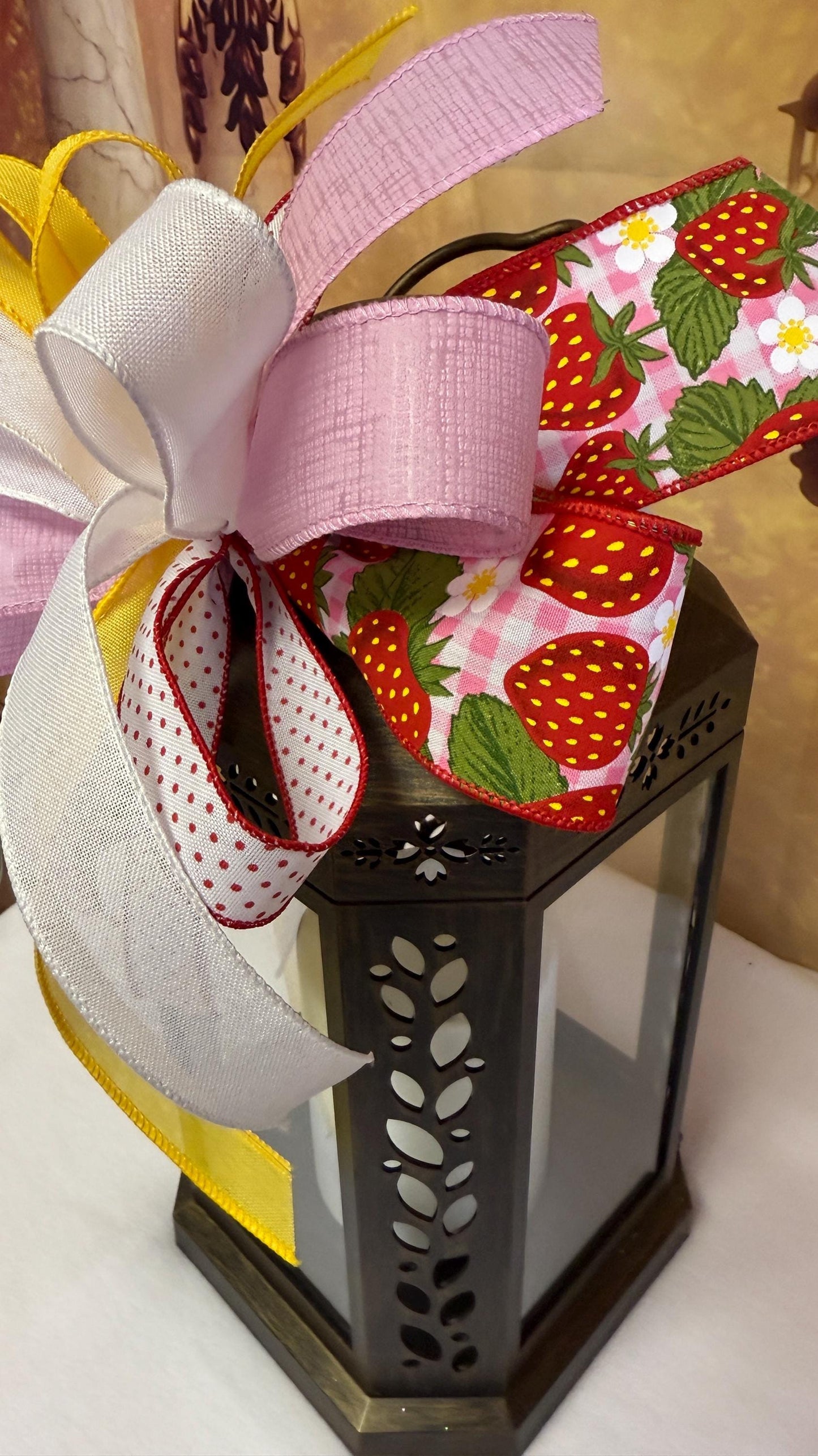 Strawberry Summer Bow: Red Gingham Party Decor (12 Inch)
