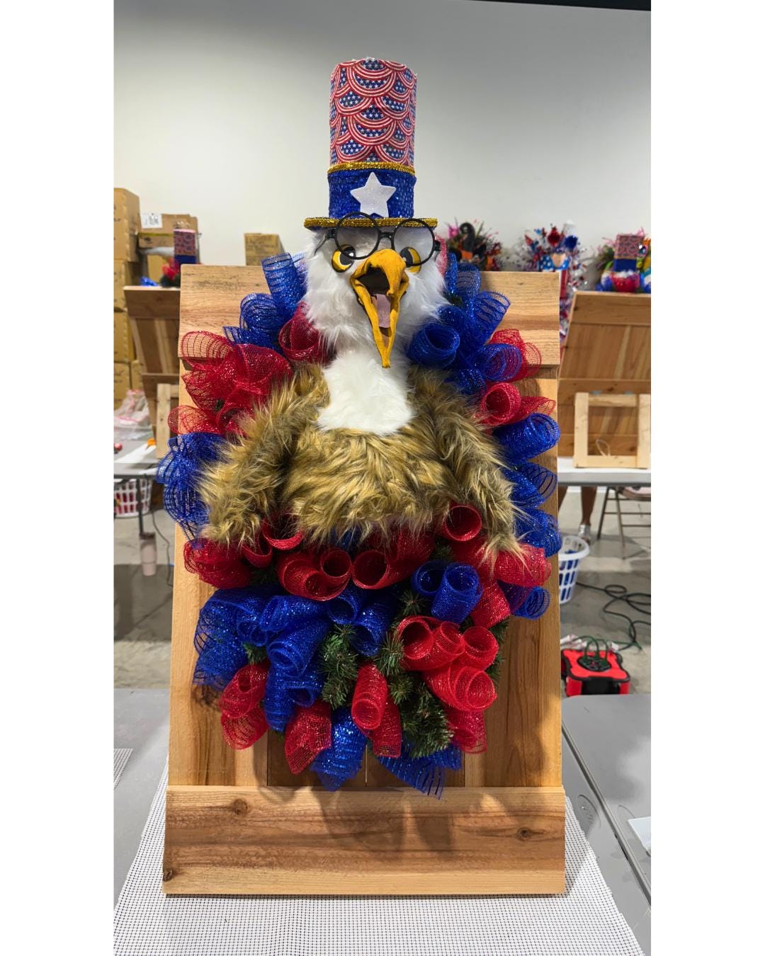 Patriotic Eagle Wreath: 4th of July Red, White, and Blue Decor