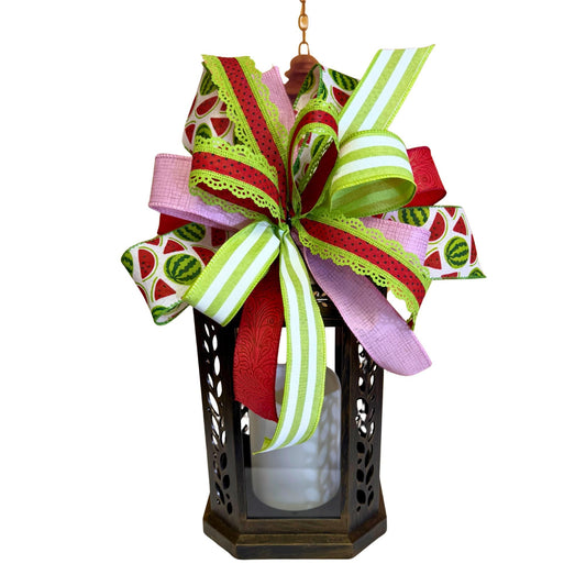 Watermelon Summer Bow, Handmade Ribbon Wreath Attachment