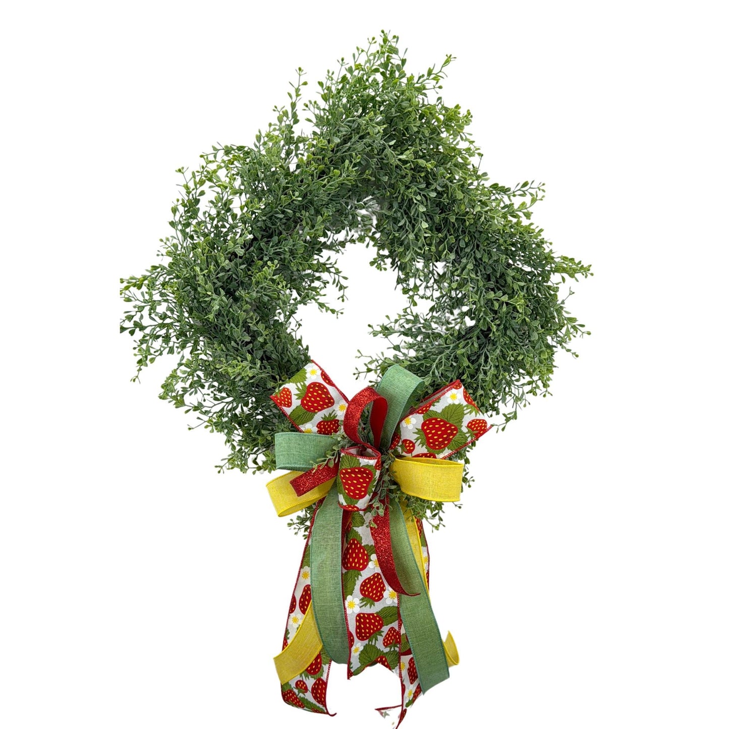 Boxwood Wreath with Bow: Rustic Farmhouse Front Door Decor