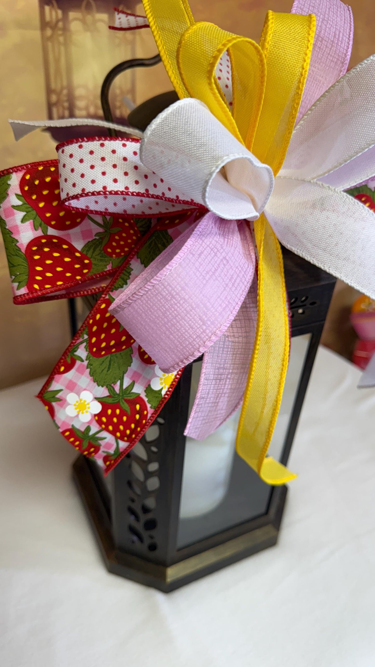 Strawberry Summer Bow: Red Gingham Party Decor (12 Inch)