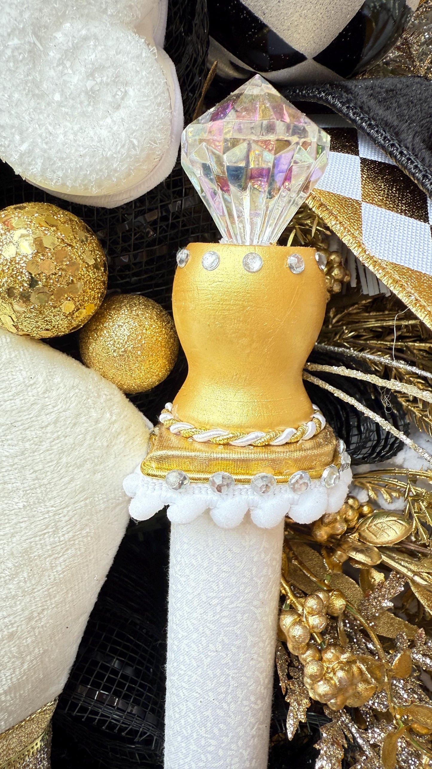 Nutcracker Christmas Wreath White and Gold  Large Luxury Holiday Door Decoration