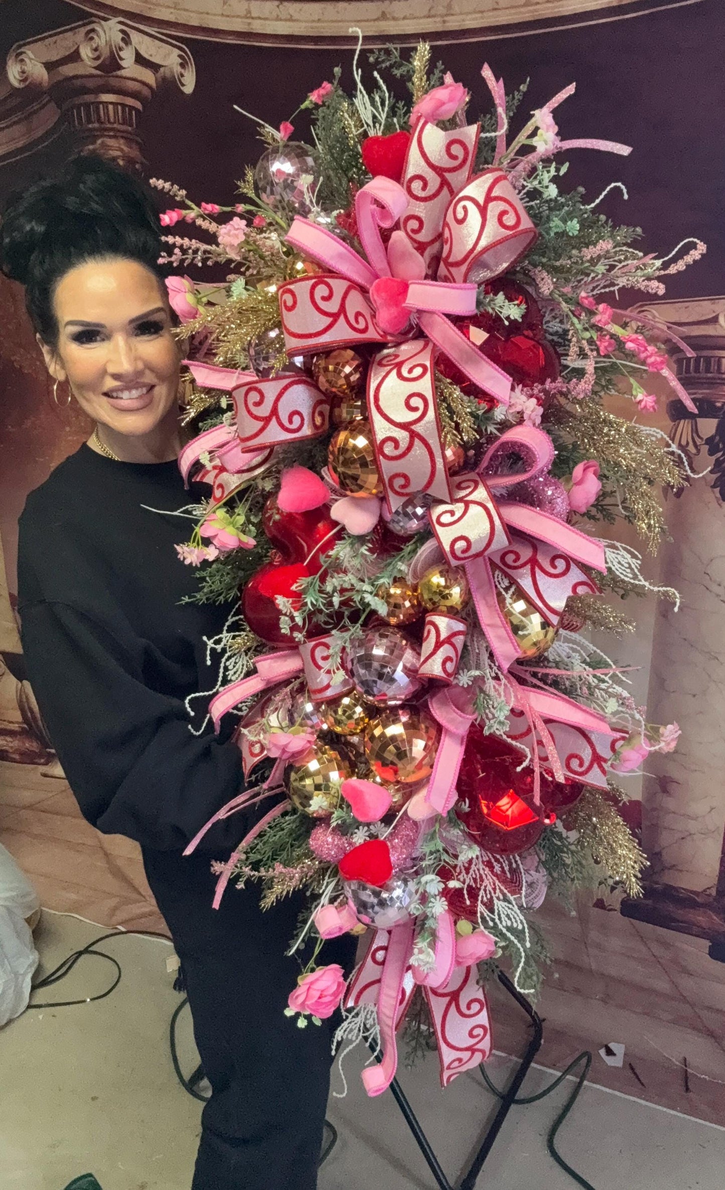 Jeweled Heart Valentine's Day Swag: Pink & Red Door Decor