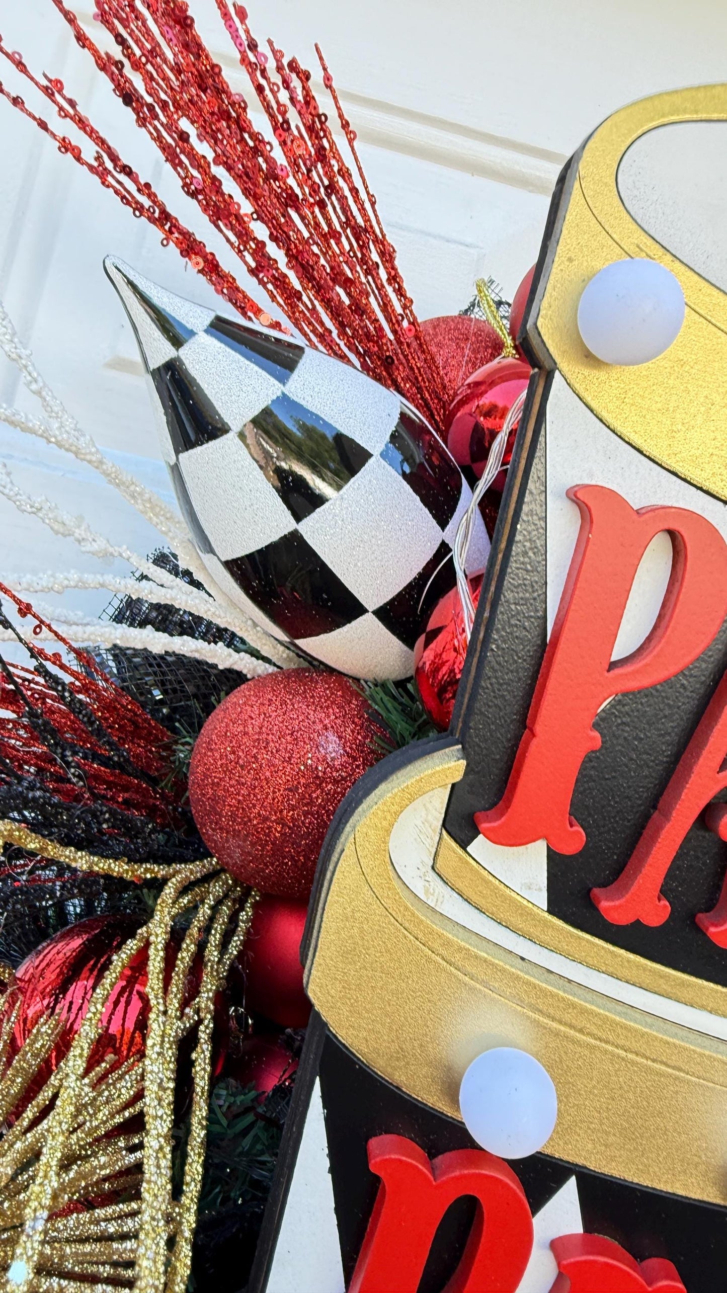 Little Drummer Boy Christmas Swag: Red, Black & Gold Holiday Decor