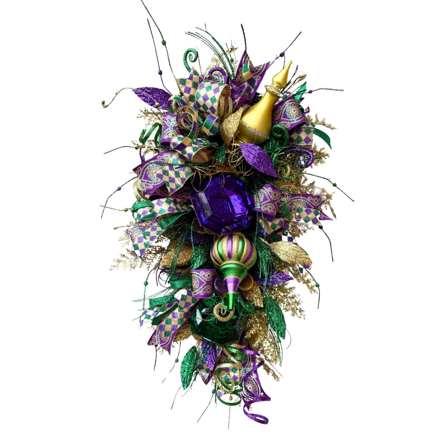Mardi Gras Wreath Swag: Purple, Green, and Gold Fleur de Lis Decor