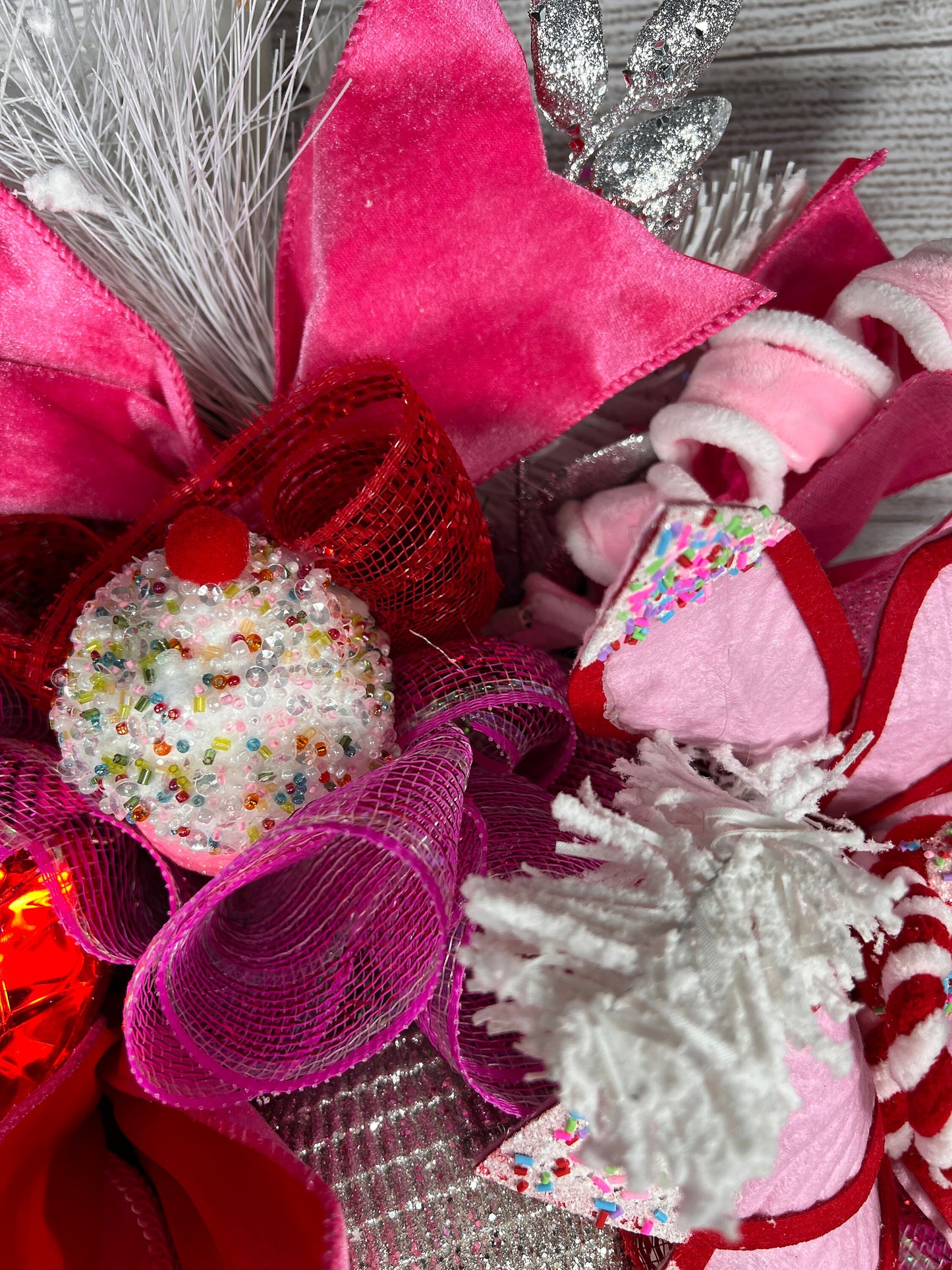 Trendy Nutcracker wreath, Seasonal Winter decorations, Pink and red Christmas,  Nutcracker Decorations, Jeweled Nutcracker.