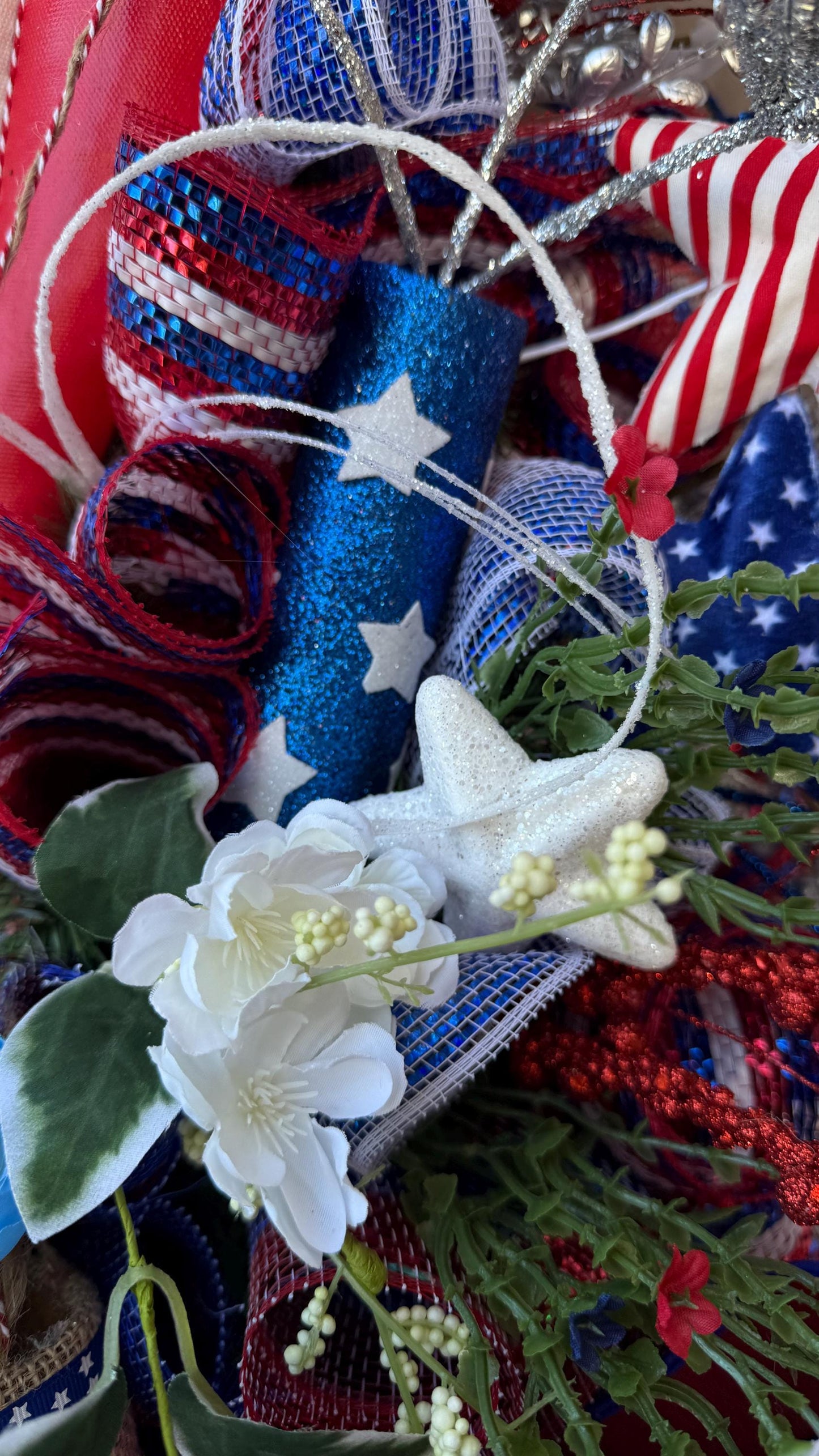 Patriotic Hot Air Balloon Wreath: 4th of July Americana Door Decor