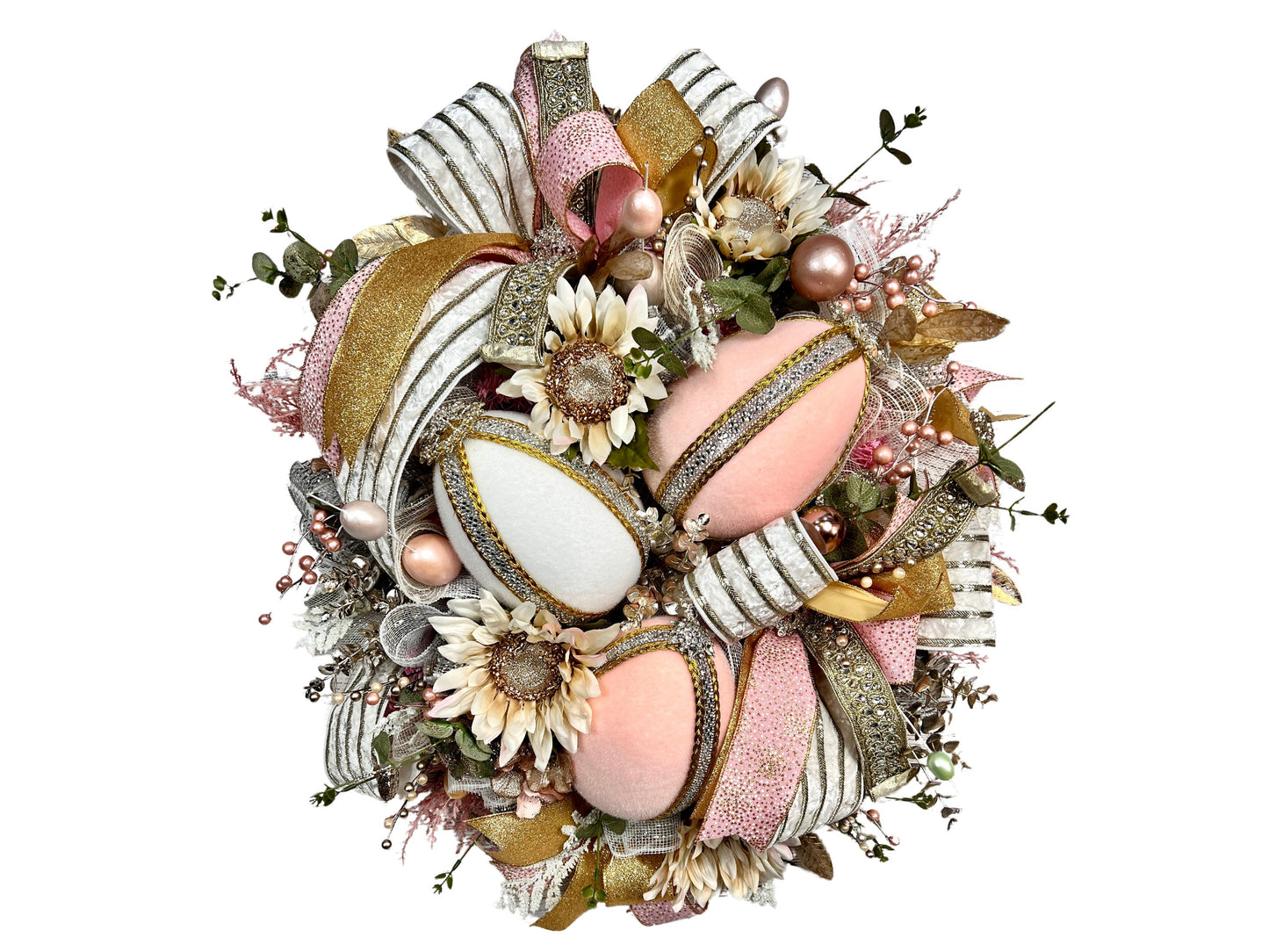 Handmade Jeweled Easter Egg Wreath: Elegant Spring Door Decor