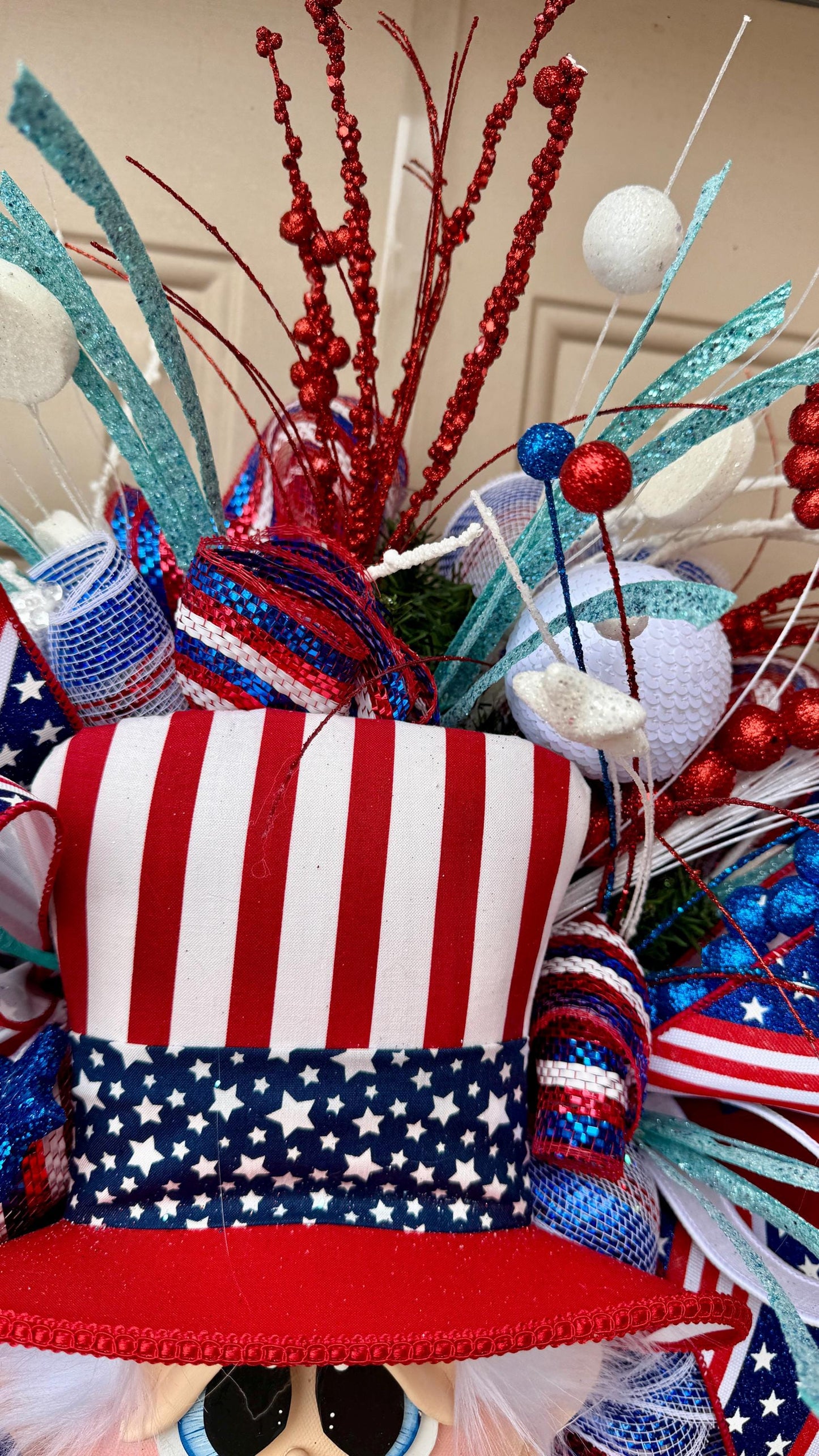 Handmade Patriotic Uncle Sam Wreath: 4th of July Americana Decor