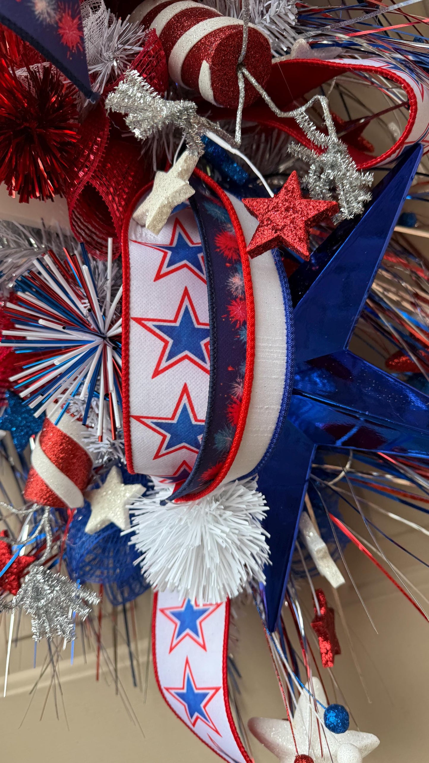Patriotic Swag Wreath: Extra Large Americana 4th of July Door Decor