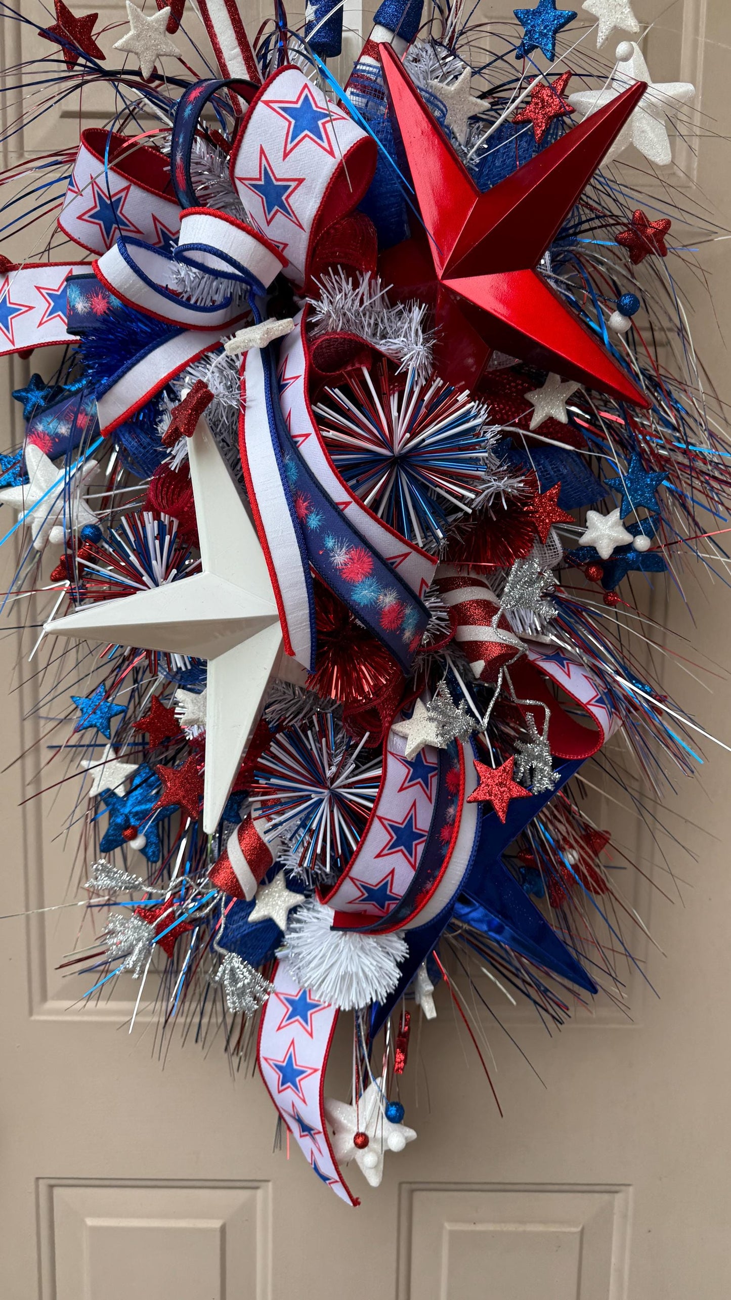 Patriotic Swag Wreath: Extra Large Americana 4th of July Door Decor