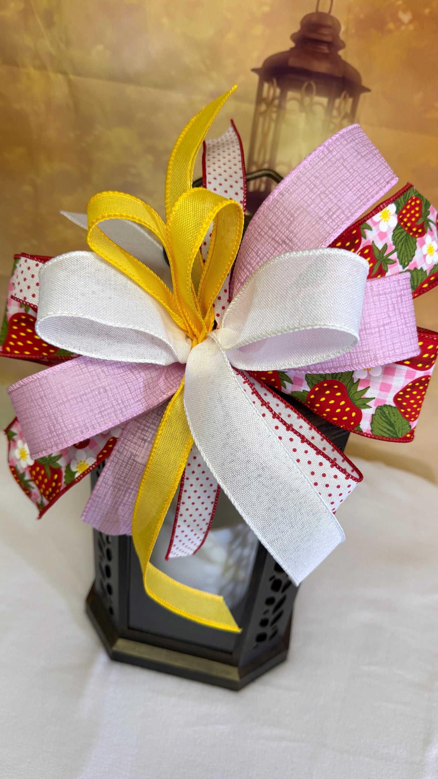 Strawberry Summer Bow: Red Gingham Party Decor (12 Inch)