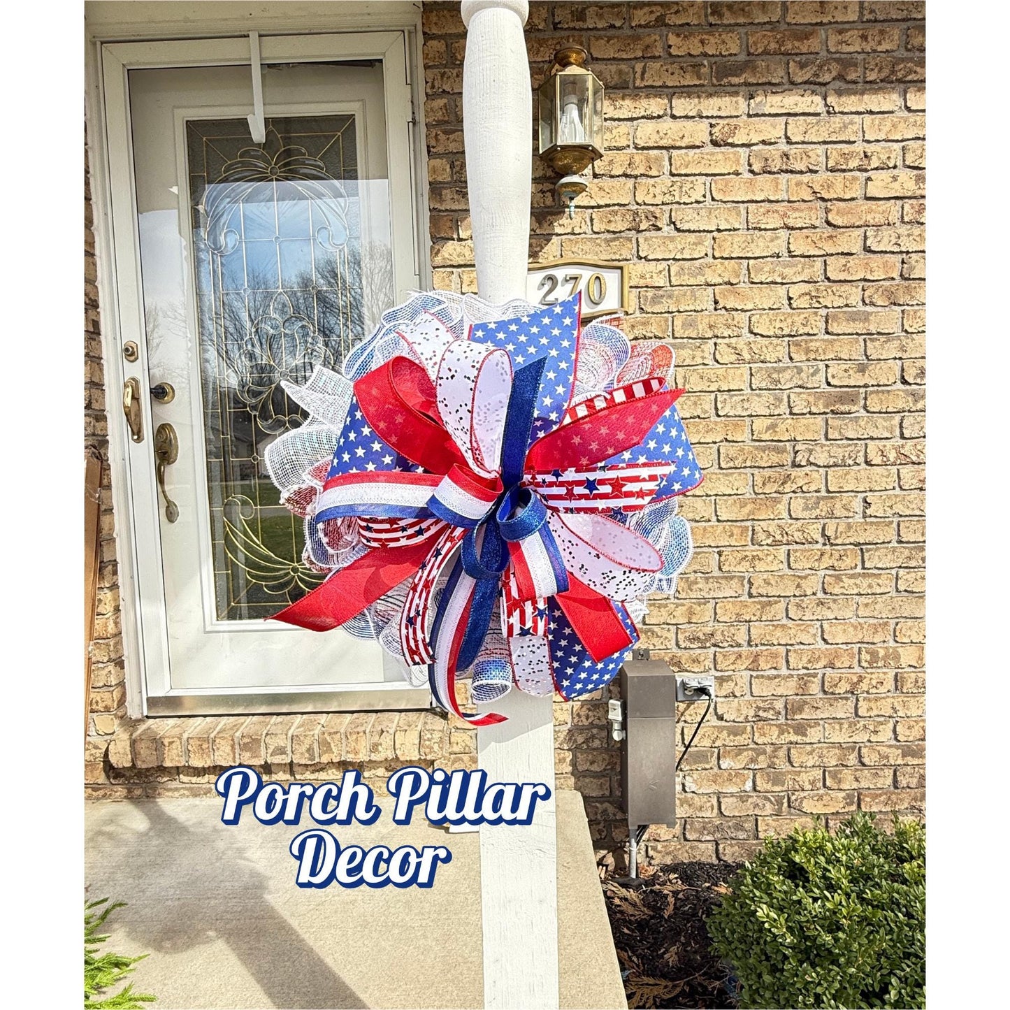 Patriotic 4th of July Door Bow, American Flag Wreath Topper