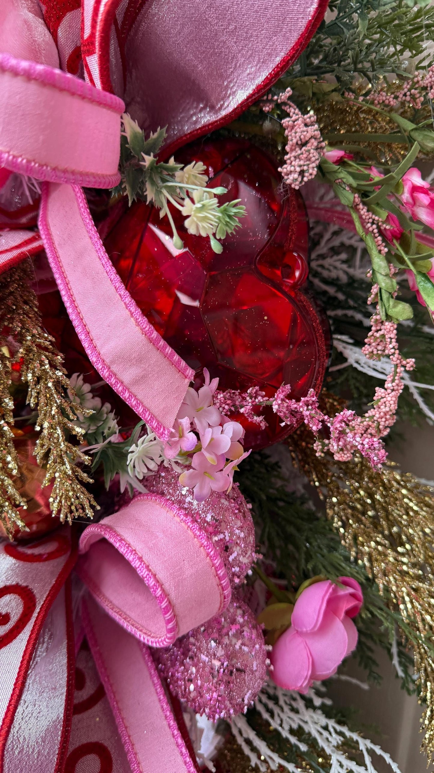 Jeweled Heart Valentine's Day Swag: Pink & Red Door Decor