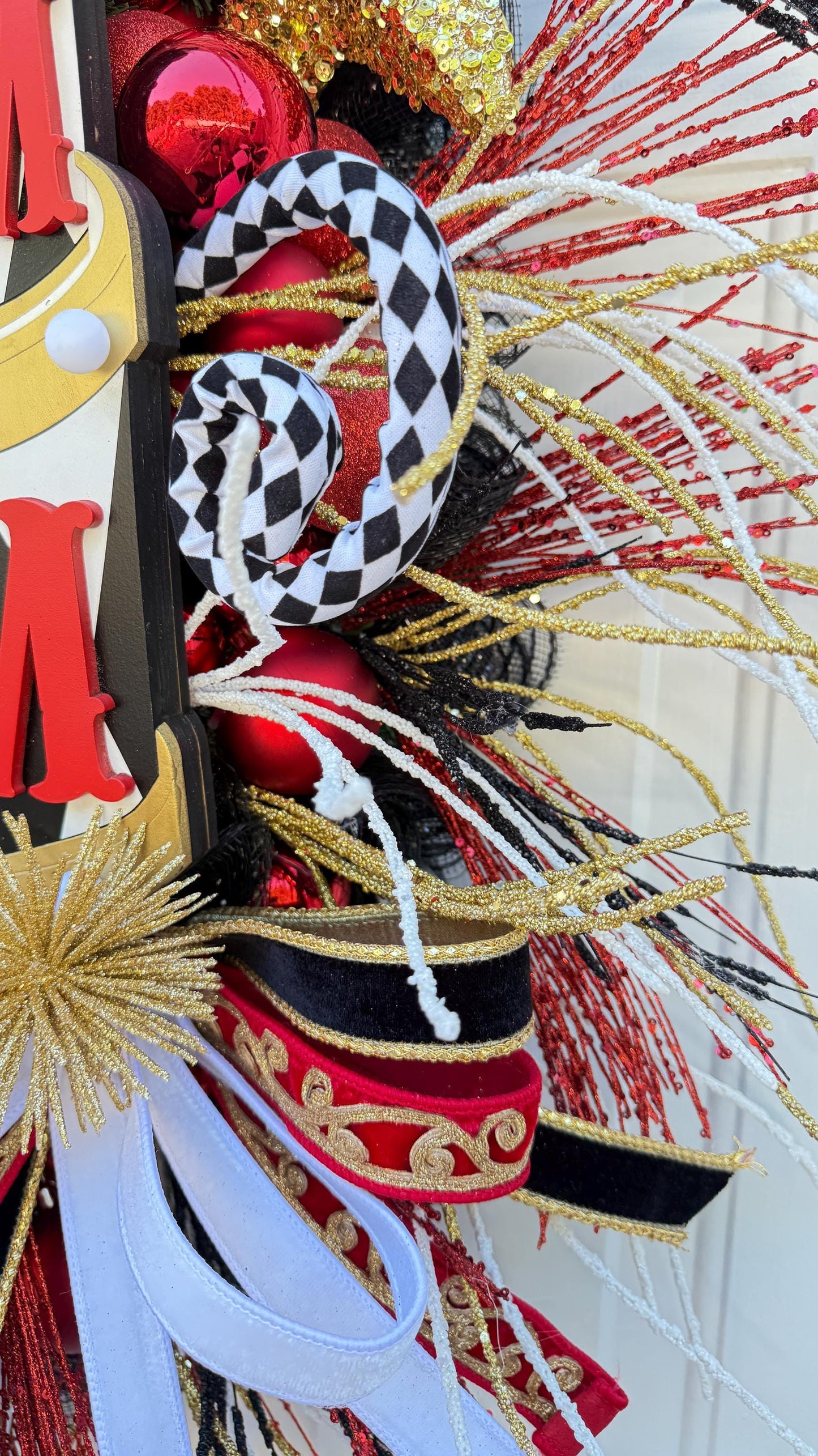 Little Drummer Boy Christmas Swag: Red, Black & Gold Holiday Decor