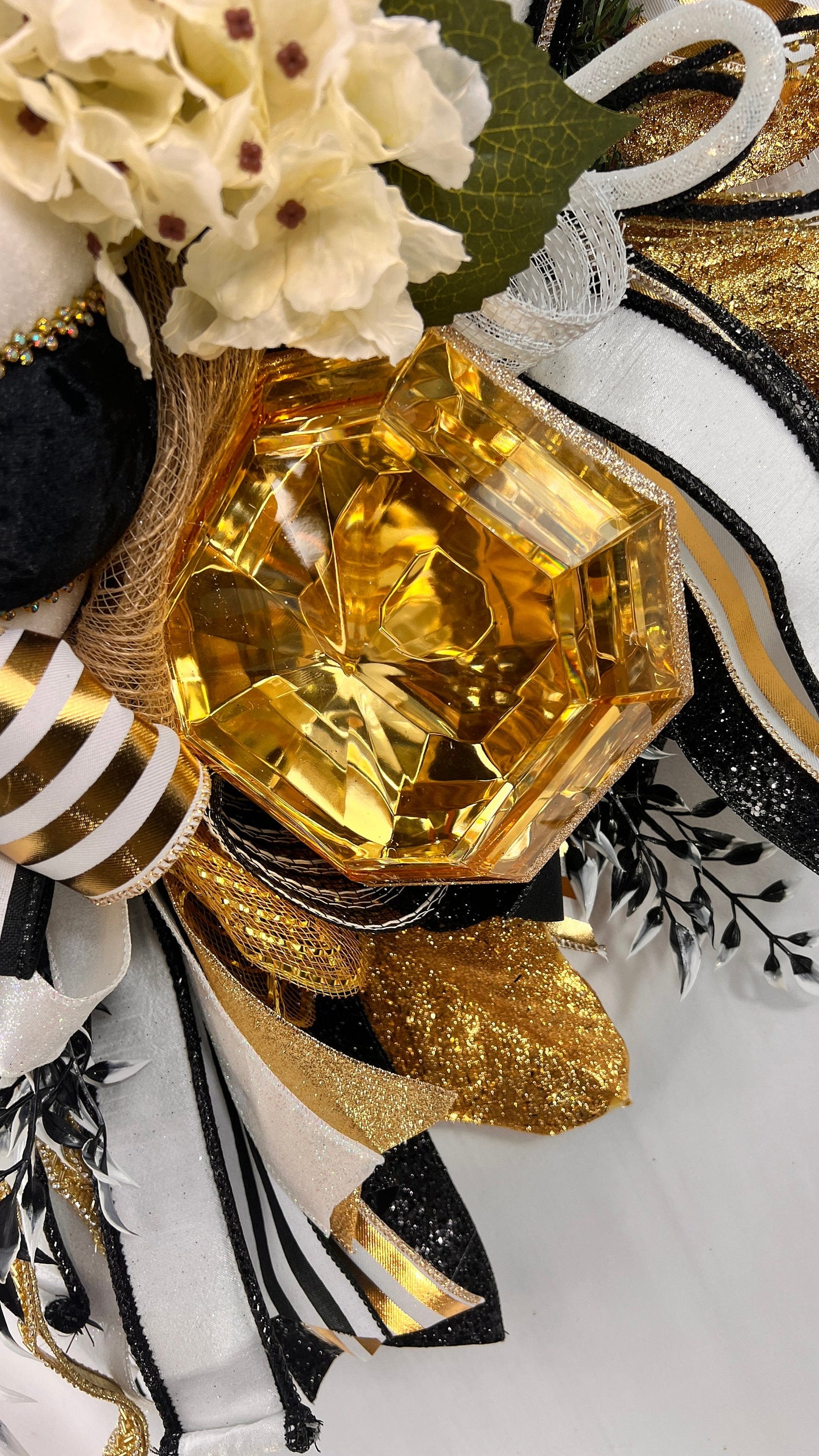 Luxury Fall Wreath: Black, Gold, & Velvet Jeweled Pumpkins