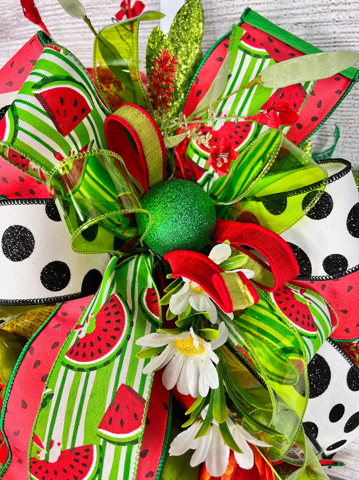 Handmade Watermelon Swag: Summer Door Decoration with Floral Accents