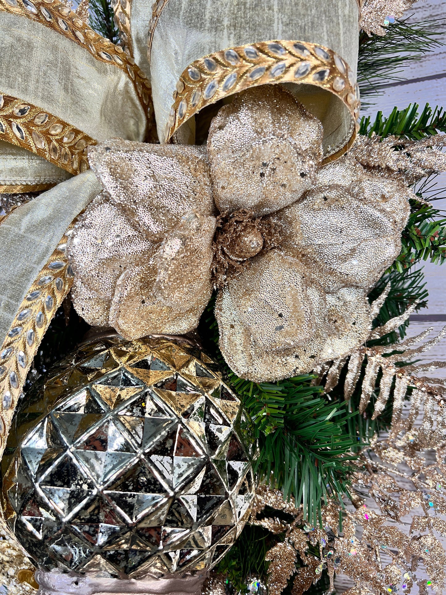 Luxury Gold Christmas Swag: Holiday Door Decor, Metallic Ornaments