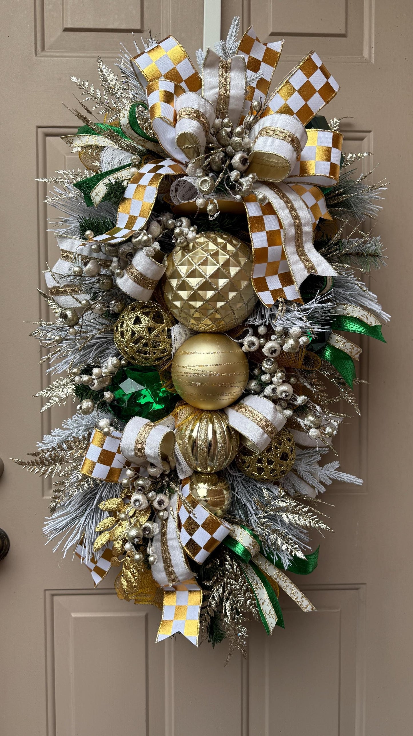 Luxury Gold & Ivory Christmas Swag: Holiday Door Decor