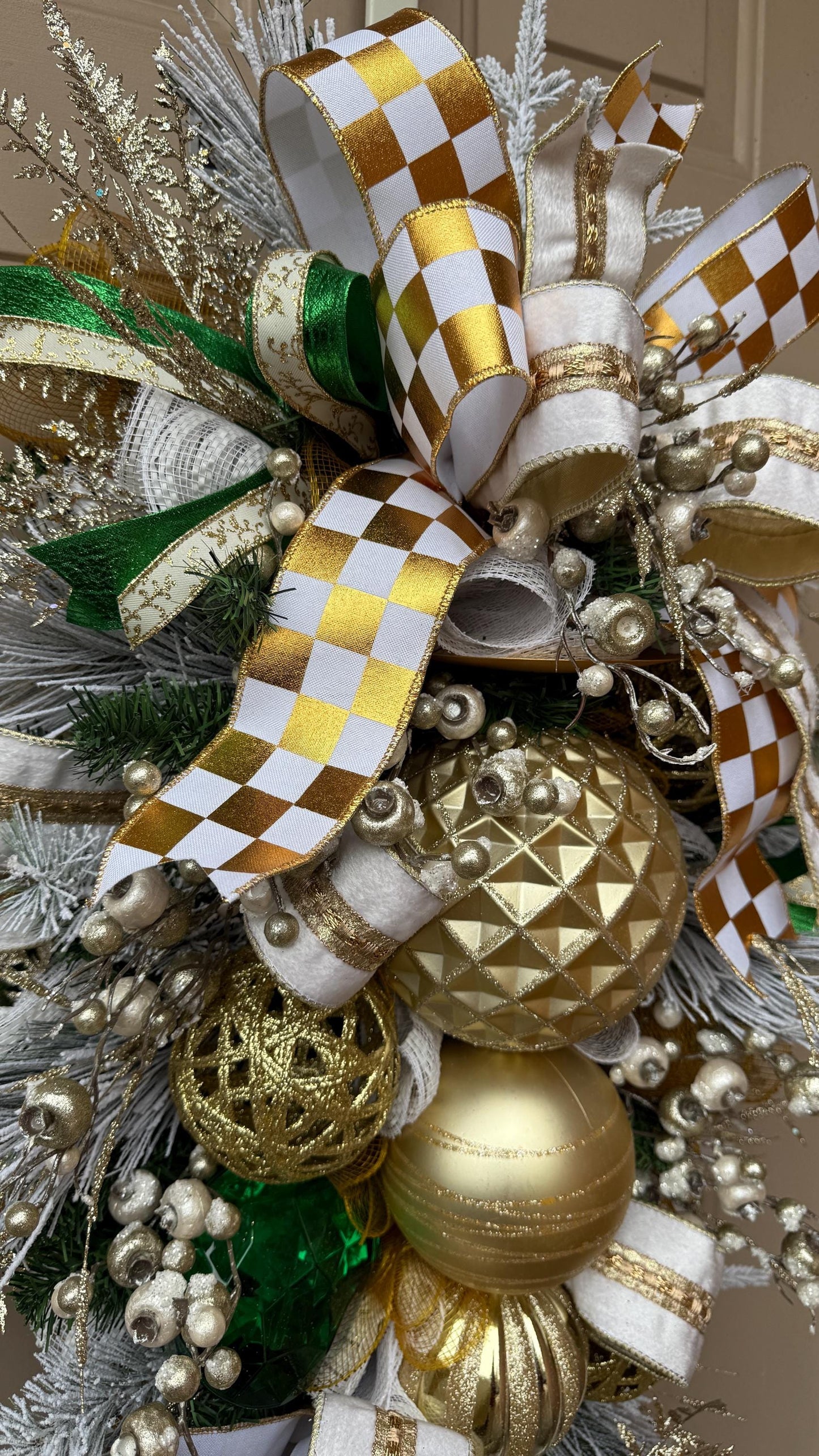 Luxury Gold & Ivory Christmas Swag: Holiday Door Decor