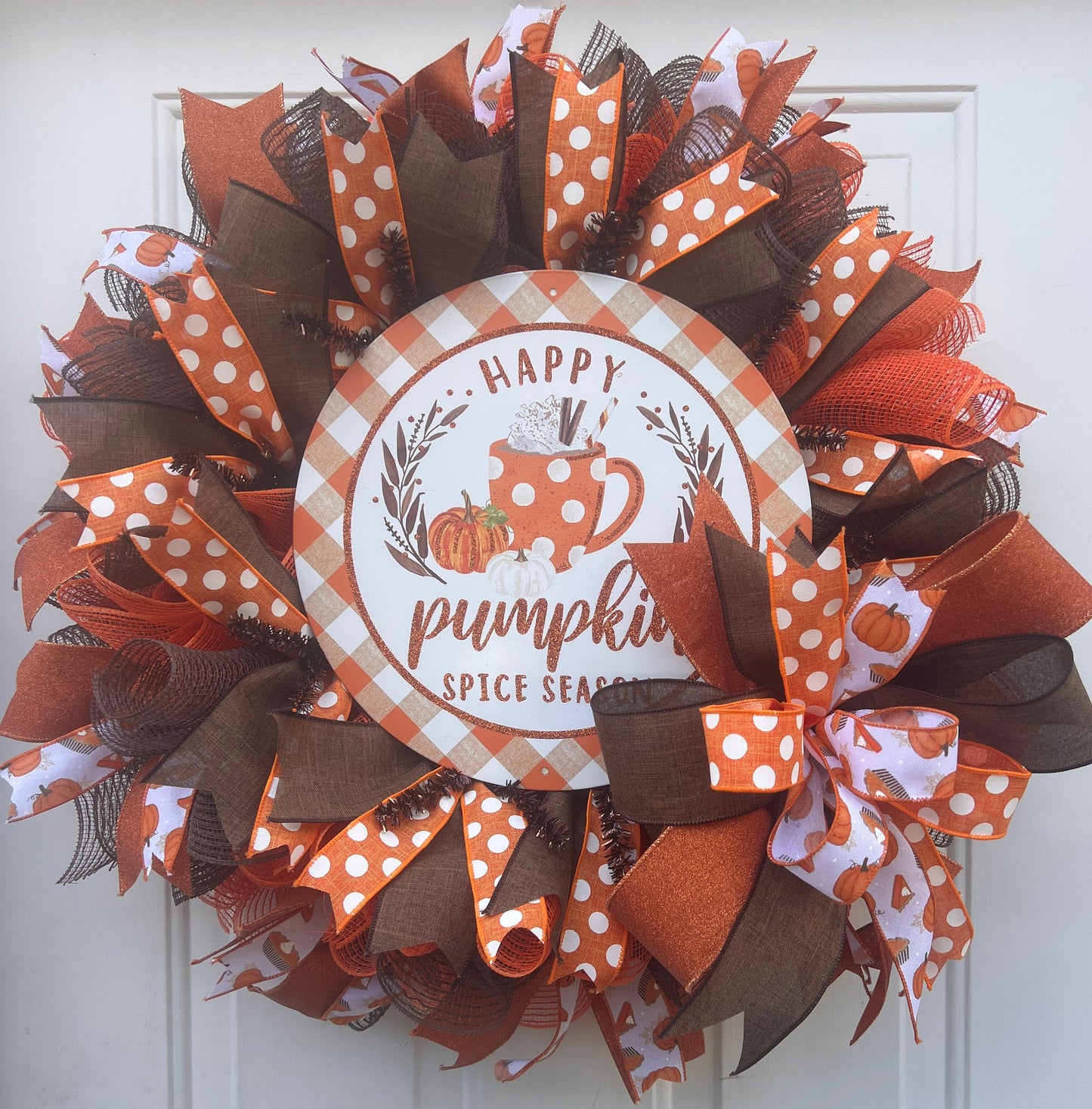 Pumpkin Spice Wreath: Fall Front Door Decor Simple Fall Display