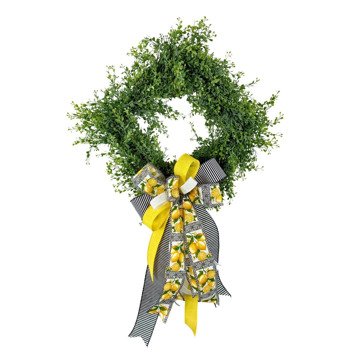 Boxwood Wreath with Bow: Rustic Farmhouse Front Door Decor