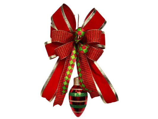 Extra Large Christmas Bow with Ornament: Whimsical Holiday Decor