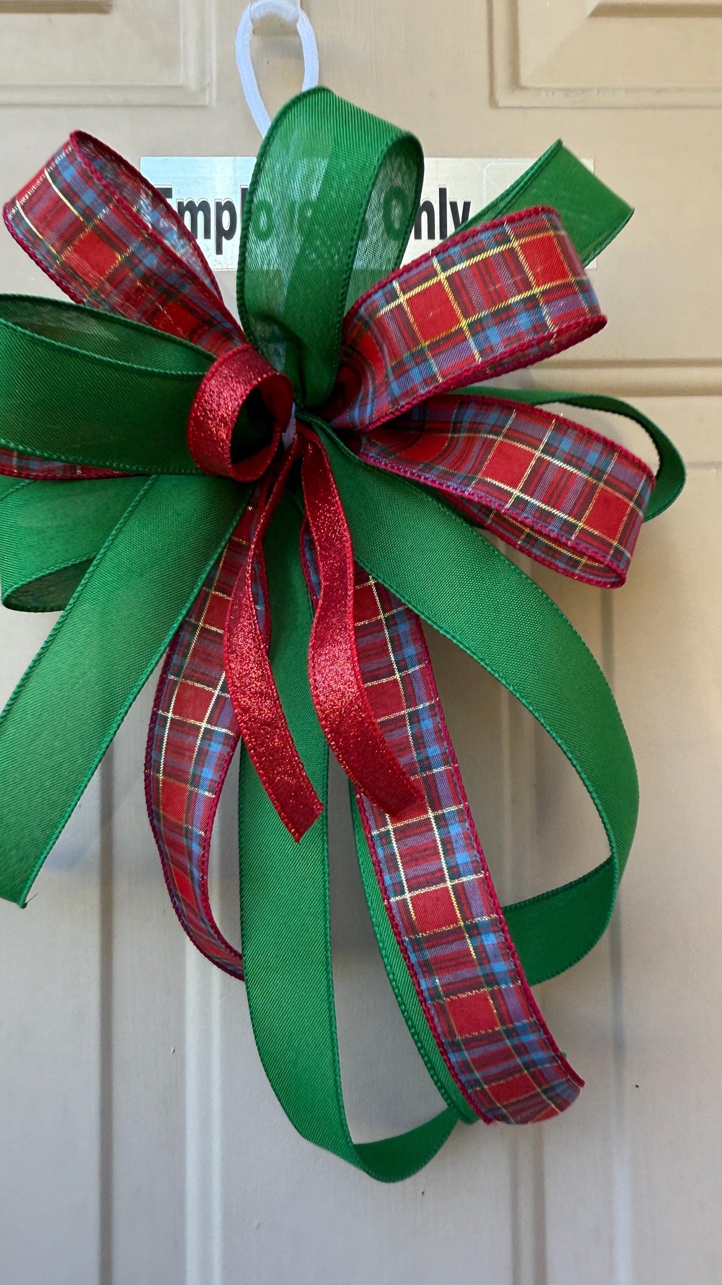 Christmas Plaid Bow: Handmade Red Green Ribbon Tree Topper