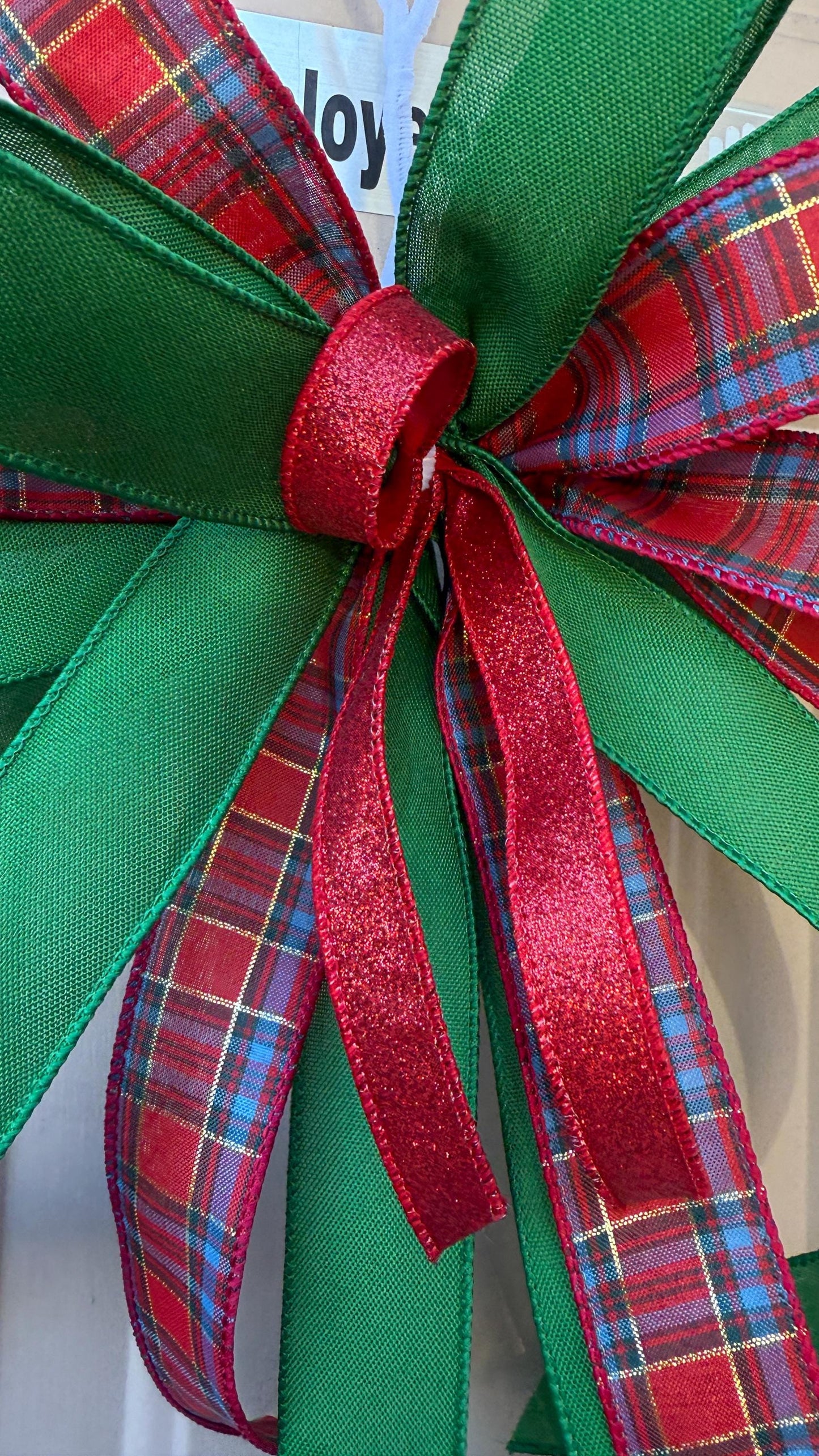 Christmas Plaid Bow: Handmade Red Green Ribbon Tree Topper