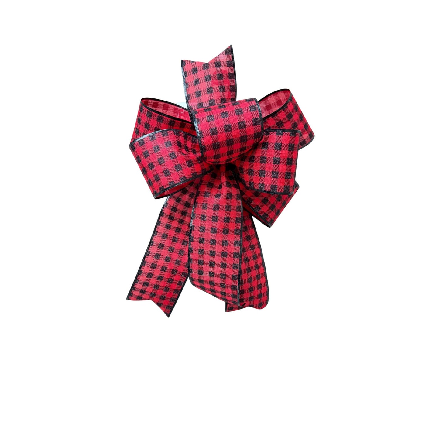 Buffalo Plaid Christmas Bow, Red Black Check, Farmhouse Wreath Decor